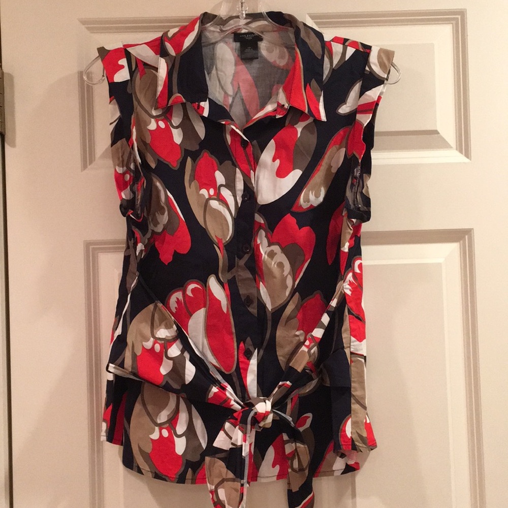 Ann Taylor Tropical Belted Summer Top — 10P